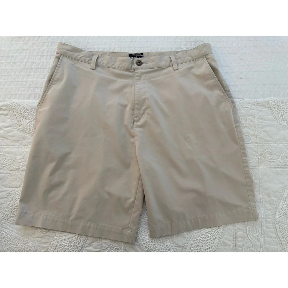 Lot 2 Adidas Golf Bermudas Shorts Men Size 38‎ Tan and Khaki Pockets 9.5